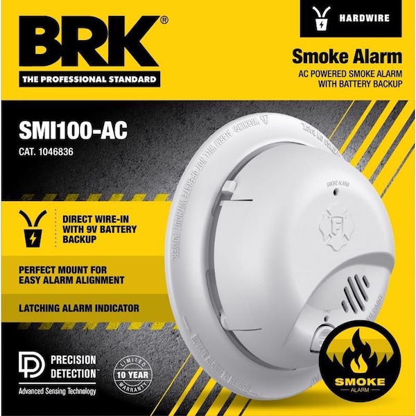 Brk BRK Hard-Wired w/Battery Back-up Ionization Smoke Detector 1 pk - 1046836
