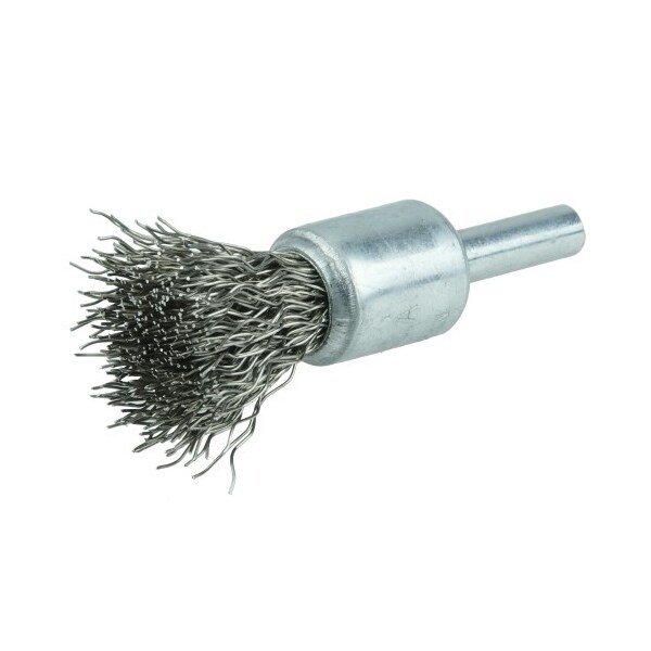 Weiler 1/2" Crimped Wire End Brush, .020" Stainless Steel Fill - 10016