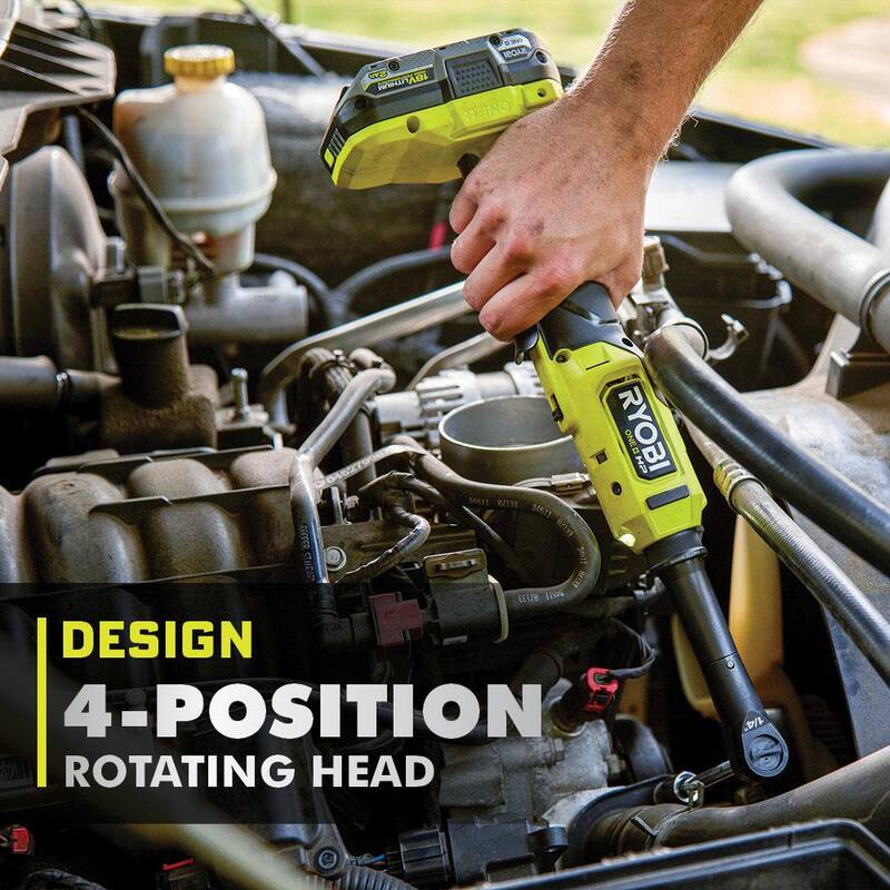 RYOBI ONE+ 18V Brushless Cordless 2-Tool Combo Kit con trinquete de alcance extendido de 1/4 de pulgada y trinquete de alcance extendido de 3/8 de pulgada (solo herramientas) - PBLRC01B-PBLRC25B