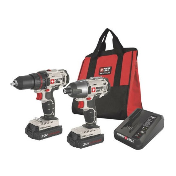 Porter-Cable 20V MAX* 1/2 in. Cordless Drill/Driver and 1/4 in. Impact Driver Combo Kit - PCCK604L2