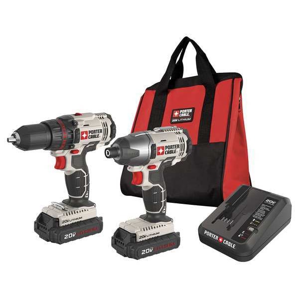 Porter-Cable 20V MAX* 1/2 in. Cordless Drill/Driver and 1/4 in. Impact Driver Combo Kit - PCCK604L2