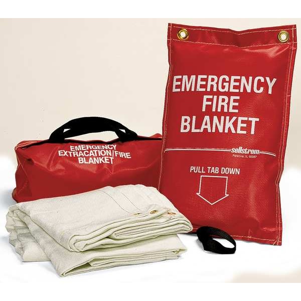 Sellstrom Fire Blanket and Duffel Bag, Fiberglass - S97452
