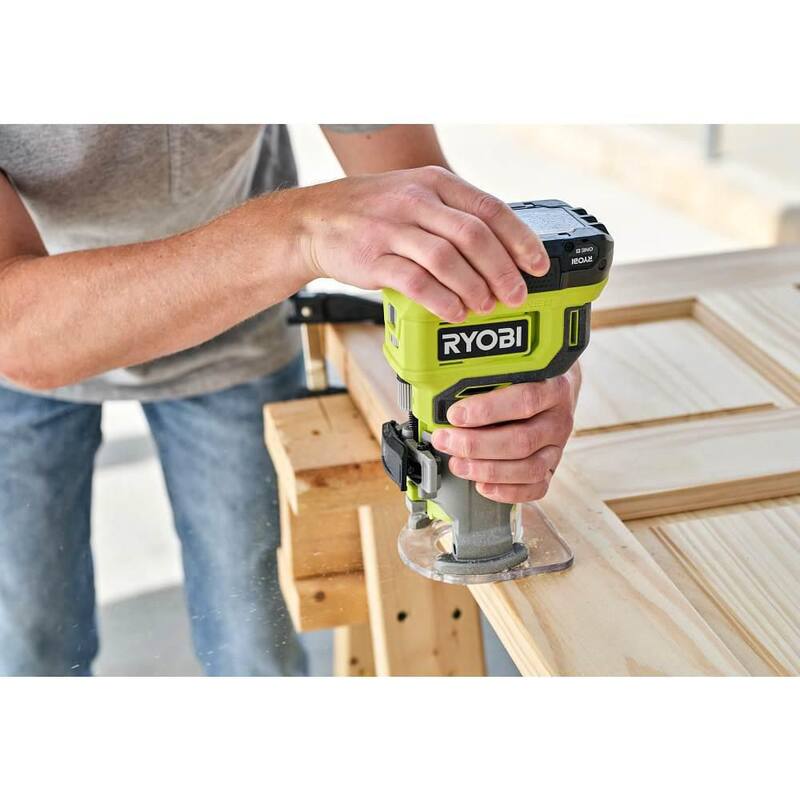 RYOBI ONE+ 18V Juego de Combo Inalámbrico de 2 Herramientas con Router de Base Fija Compacto y Lijadora Orbital Aleatoria de 5 pulgadas (Herramientas Solamente) - PCL424B-PCL406B