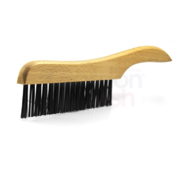 Gordon Brush 1 x 17 Row 0.013" Carbon Steel Wire and Wood Shoe Handle Scratch Brush - 441CSG