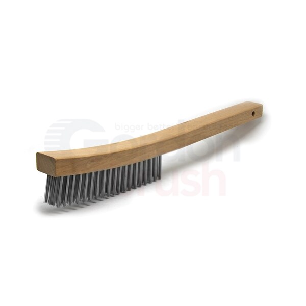 Gordon Brush Economy 4x19 Row 0.012" SS Wire and 13-3/4" Wood Handle Scratch Brush - 414SSE