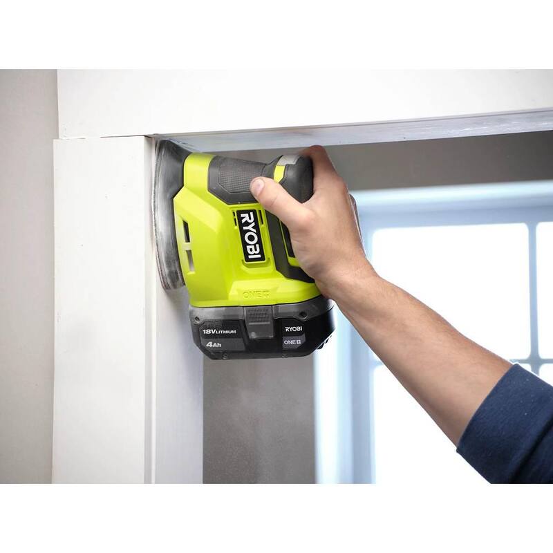 Kit de combo inalámbrico de 2 herramientas RYOBI ONE+ 18V con lijadora orbital aleatoria y lijadora de esquina Corner Cat (Solo herramientas) con lijas - PCL406B-PCL416B-A21C901-A21701