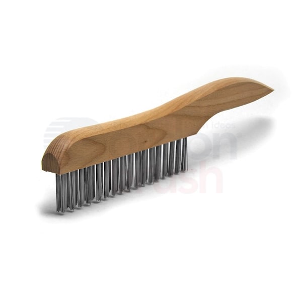 Gordon Brush 2 x 17 Row 0.012" SS Wire and Wood Shoe Handle Scratch Brush - 442SSG