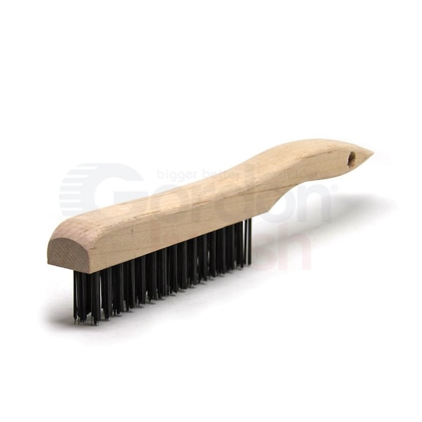 Gordon Brush 3 x 16 Row 0.013" Carbon Steel Wire and Wood Shoe Handle Scratch Brush - 443CSG