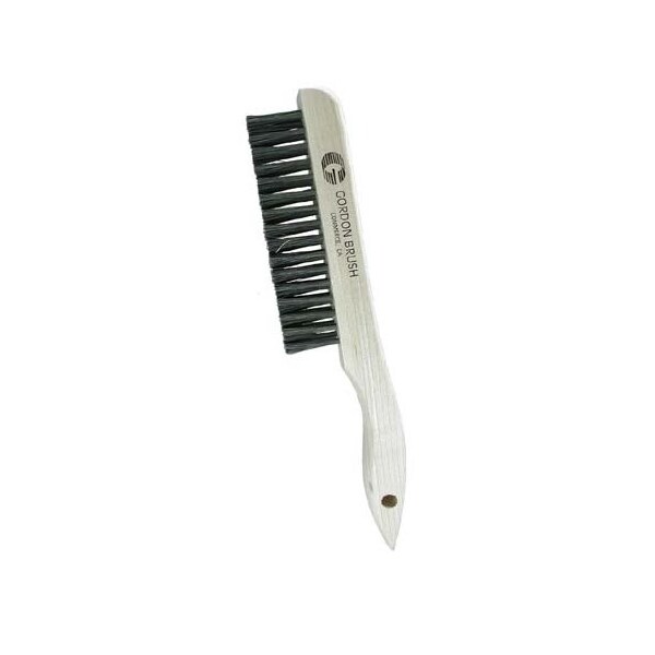Gordon Brush 3x16 Row 0.006" Carbon Steel Wire and Wood Shoe Handle Plater's Brush - 443CS006G