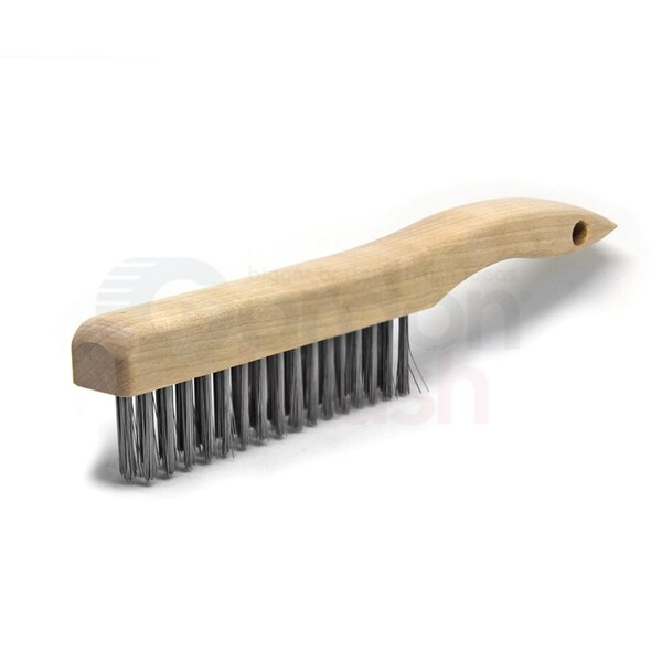Gordon Brush 3 x 16 Row 0.012" SS Wire and Wood Shoe Handle Scratch Brush - 443SSG
