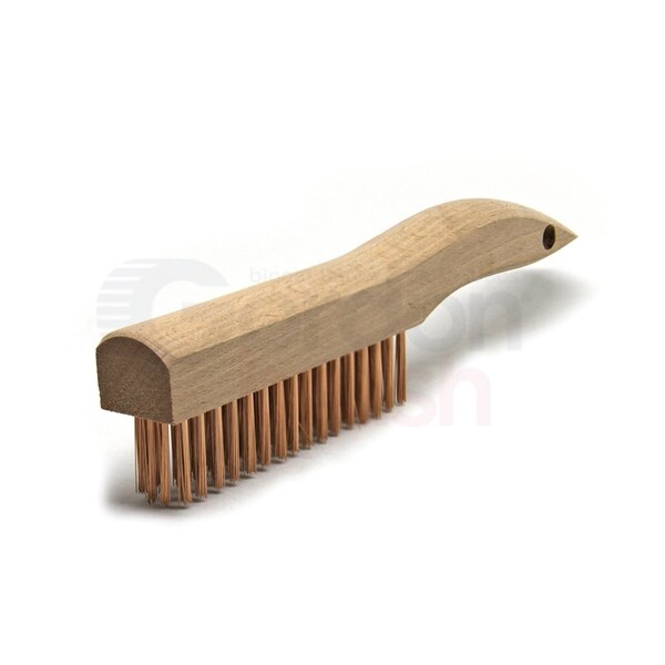 Gordon Brush 4x16 Row 0.012" Phosphor Bronze Wire, Wood Shoe Handle Scratch Brush - 444PBG