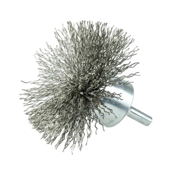 Weiler 3" Circular Flared Crimped Wire End Brush, .020" Stainless Steel Fill - 10074
