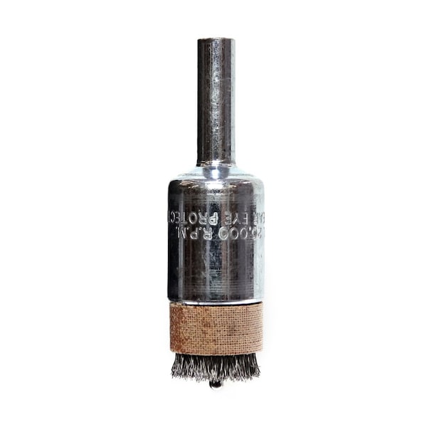Weiler 1/2" Pilot Bonding End Brush, .004" Crimped Wire Fill, 3/32"-Dia Pilot - 10056