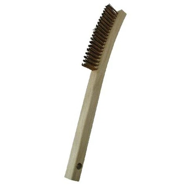 Gordon Brush 3x19 Row 0.013" CS Wire, 13-3/4" Curved Wood Handle Scratch Brush - 403CSG