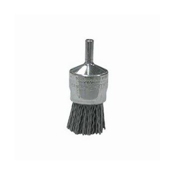 Nylox End Brush, Stem Mount, 1 in Diameter Brush, 1/4 in Shank Diameter, Crimped Filament/Wire Type, 0.04 - 10156