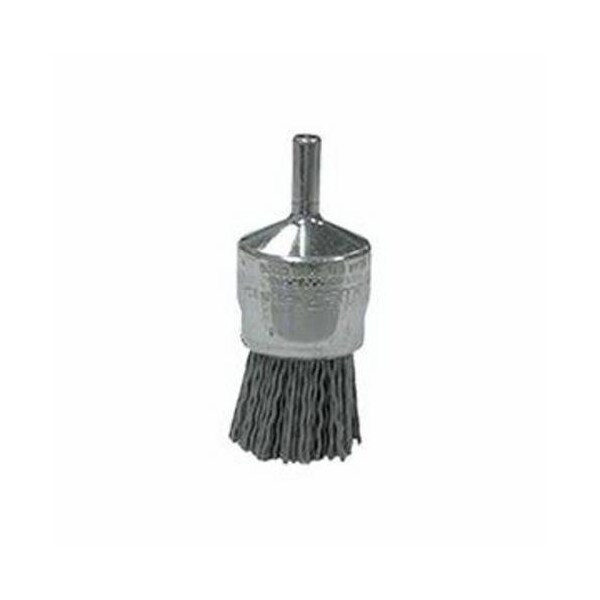 Nylox End Brush, Stem Mount, 1 in Diameter Brush, 1/4 in Shank Diameter, Crimped Filament/Wire Type, 0.04 - 10156