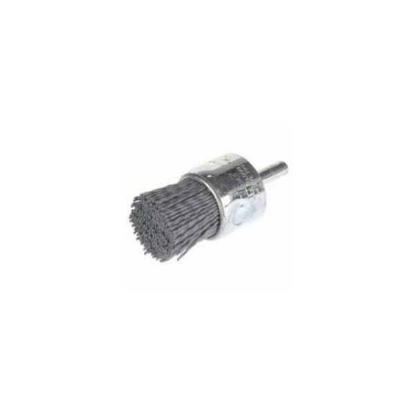Nylox End Brush, Stem Mount, 1 in Diameter Brush, 1/4 in Shank Diameter, Crimped Filament/Wire Type, 0.04 - 10156