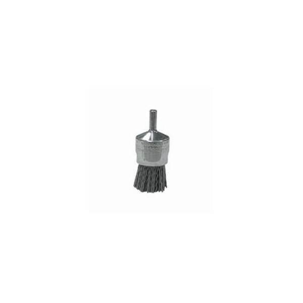 Nylox End Brush, Stem Mount, 1 in Diameter Brush, 1/4 in Shank Diameter, Crimped Filament/Wire Type, 0.04 - 10156