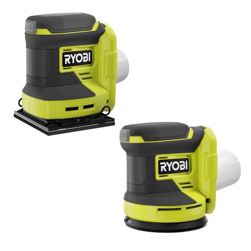 RYOBI ONE+ 18V Kit Combo Inalámbrico de 2 Herramientas con Lijadora de 1/4 de Hoja y Lijadora Orbital Aleatoria de 5 pulgadas (Solo Herramientas) - PCL401B-PCL406B