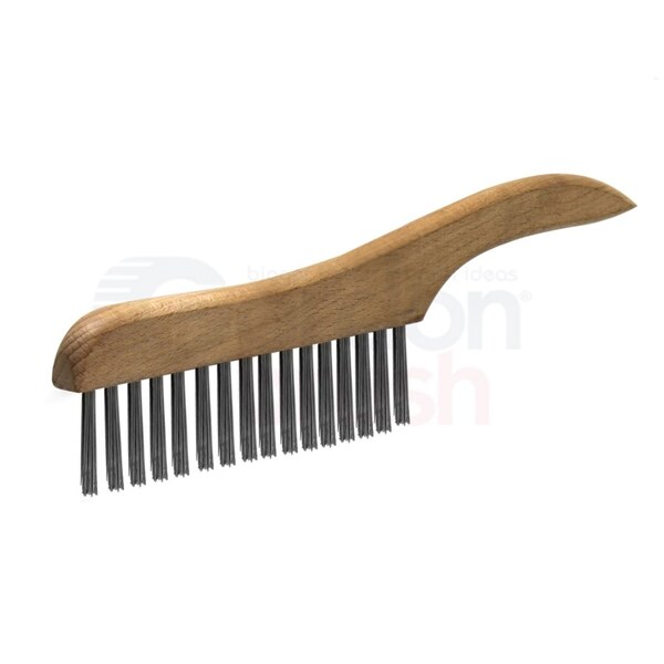 Gordon Brush 1 x 17 Row 0.012" SS Wire and Wood Shoe Handle Scratch Brush - 441SSG