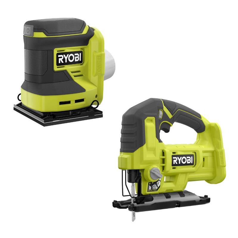 RYOBI ONE+ 18V Cordless 2-Tool Combo Kit with 1/4 Sheet Sander and Jig Saw (Herramientas Solamente) - PCL401B-PCL525B
