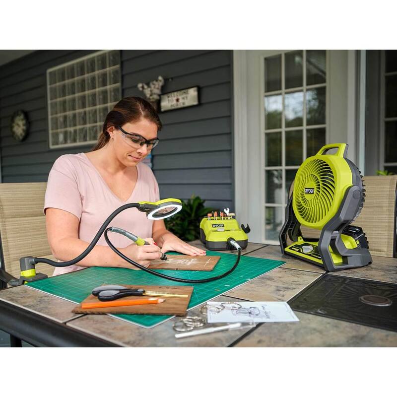 RYOBI ONE+ 18V Kit de Combo Inalámbrico de 2 Herramientas con Bocina con Tecnología Inalámbrica Bluetooth y Ventilador Portátil Híbrido (Herramientas Solamente) - PAD01B-PCL811B