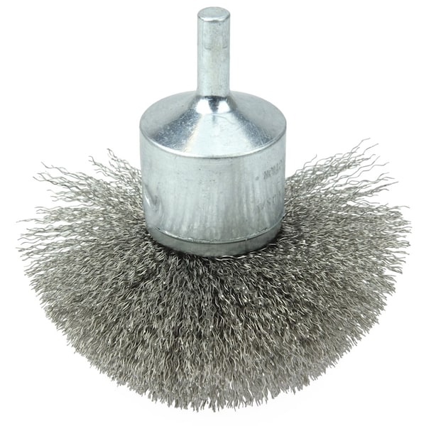 Weiler Circular Flared Crimped Wire End Brush 3", .006" Stainless Steel Fill - 10151
