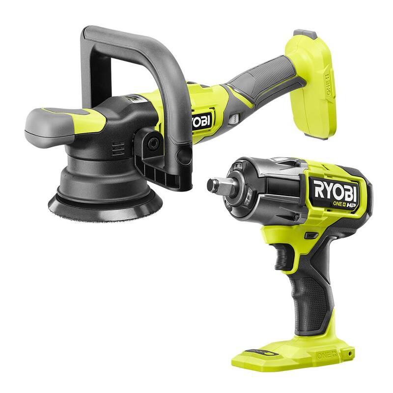 Pulidora de acción dual de velocidad variable de 5 pulgadas ONE+ 18V de RYOBI con llave de impacto inalámbrica de 1/2 pulgadas HP 18V ONE+ Brushless (Solo herramientas) - PBF100B-P262