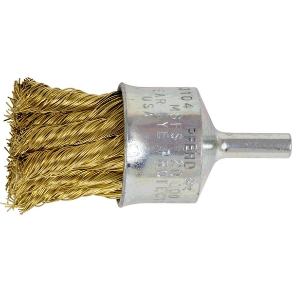 Pferd 83104 1in Knot Wire End Brush Flared Cup .014 Brass Wire 1/4in Shank - 83104-PFERD