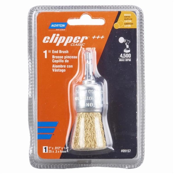 Norton Co 1 in. Clipper Coarse Wire End Brush - Brass 4500 rpm - 2027351