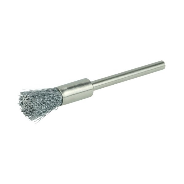 Weiler 3/16" Miniature Wire End Brush, .003" Steel Fill, 1/8" Stem - 26098