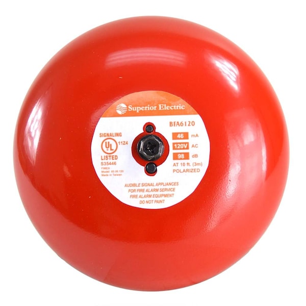 Superior Electric Fire & Security Alarm Bell, 6 Inch, 120 VAC, UL Approved - BFA6120