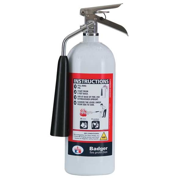Badger Fire Extinguisher, 5 lb Capacity, Class BC , UL Rating5B:C , Carbon Dioxide 9 sec, Discharge Time: - B5V-1MR