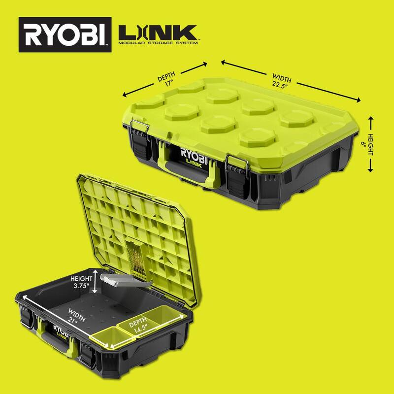 RYOBI ONE+ HP 18V Juego de Taladro/Atornillador inalámbrico Brushless & Impact Driver con baterías, cargador y maletín con caja de herramientas estándar LINK - PBLCK01K-STM101