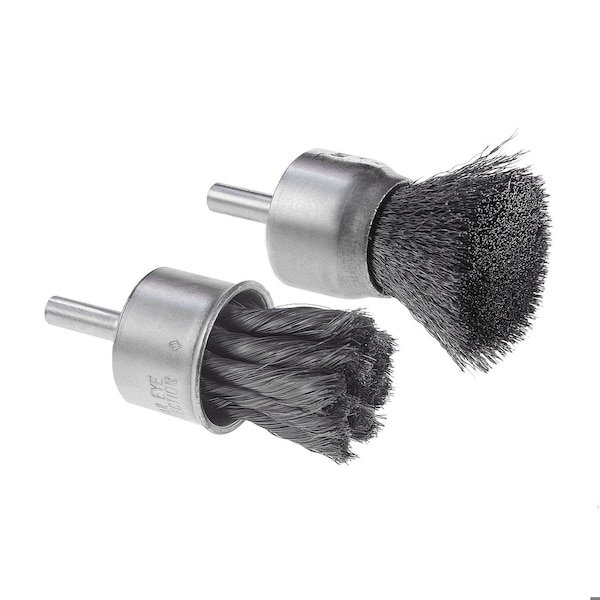 Cgw Abrasives Premium End Brush, 1 in, Crimped, 0.02 mm, Carbon Steel Fill - 60141