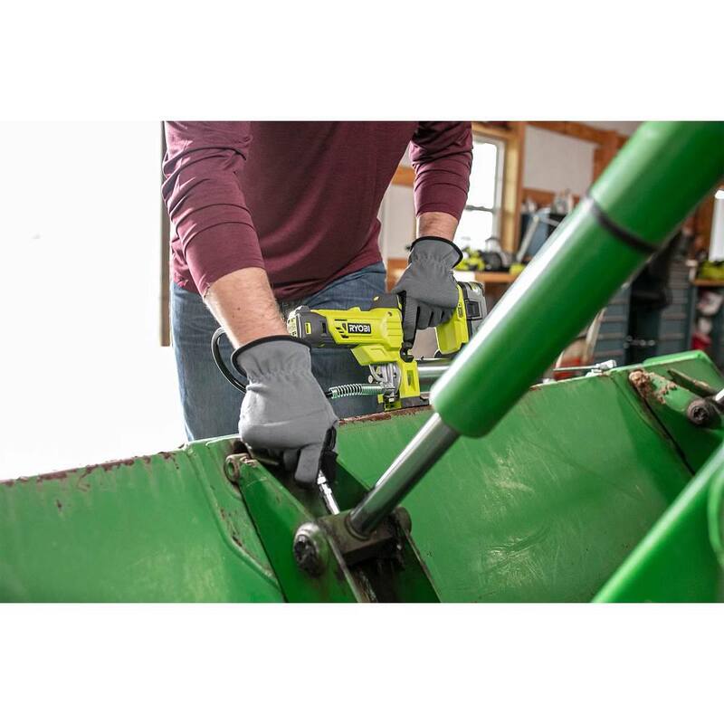 RYOBI ONE+ 18V Kit combinado de 2 herramientas inalámbricas con trinquete de alcance extendido de 1/4 de pulgada y pistola engrasadora (solo herramientas) - PBLRC01B-P3410