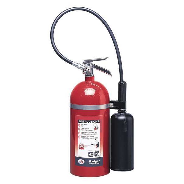Badger Fire Extinguisher, 10 lb Capacity, Class BC , UL Rating10B:C , Carbon Dioxide 10 sec, Discharge Time: - B10V