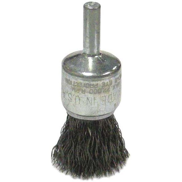Weiler Wolverine 3/4" Crimped Wire End Brush .014" Steel Fill 1/4" Stem - 36246