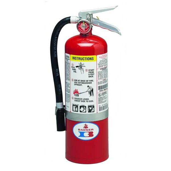 Badger Fire Extinguisher, 5 lb Capacity, Class ABC , UL Rating3A:40B:C , Monoammonium Phosphate - 5MB-6H