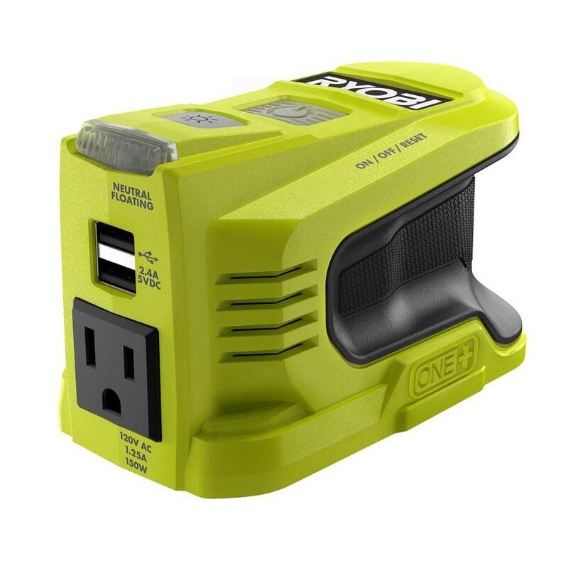 RYOBI ONE+ 18V Kit de Combo Inalámbrico de 2 Herramientas con Altavoz Bluetooth e Inversor de Energía de 150 Watts (Herramientas solamente) - PAD01B-RYi150BG