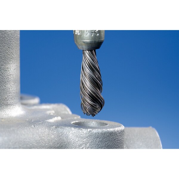 Pferd 1/4" Dia. SINGLETWIST Knot End Brush - .014 CS Wire, 1/4" Shank - 83108