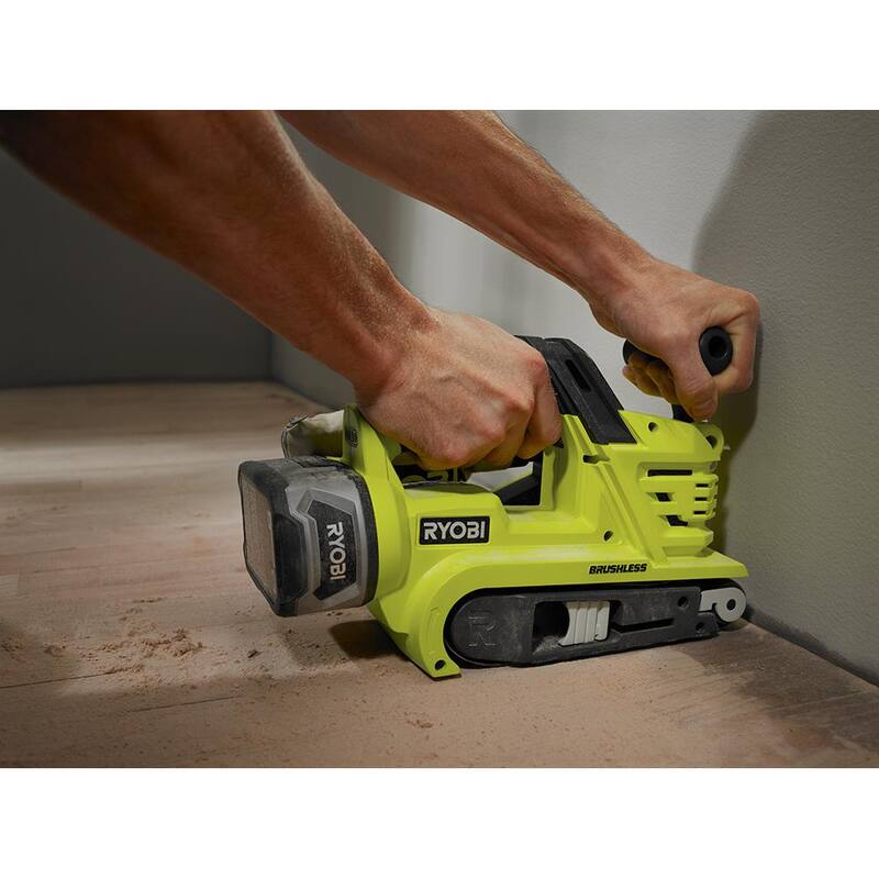 RYOBI ONE+ 18V Juego de Combo Inalámbrico de 2 Herramientas con Lijadora de 1/4 de Hoja y Lijadora de Banda de 3x18 pulgadas sin escobillas (Solo Herramientas) - PCL401B-P450