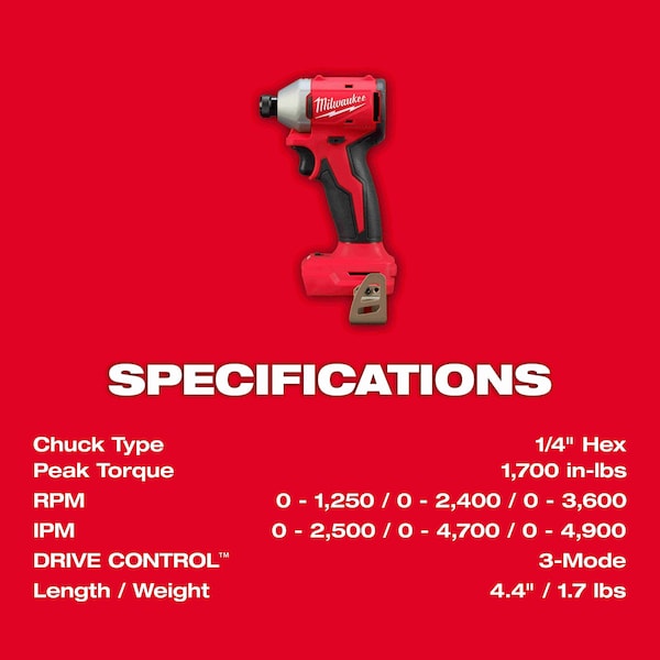 Milwaukee Tool M18 Compact Brushless 2-Tool Kit, Hammer Drill & Impact Driver, 2 Batteries, M18 & M12 Charger, Bag - 3693-22CX
