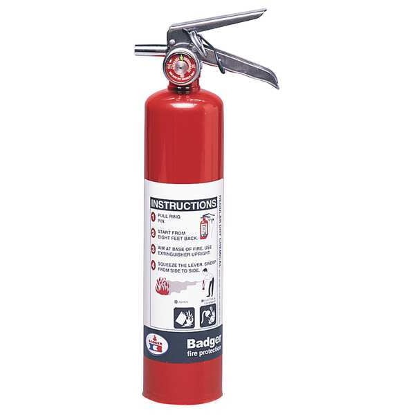 Badger Fire Extinguisher, 2.8 lb Capacity, Class BC , UL Rating10B:C , Sodium Bicarbonate - B275BC