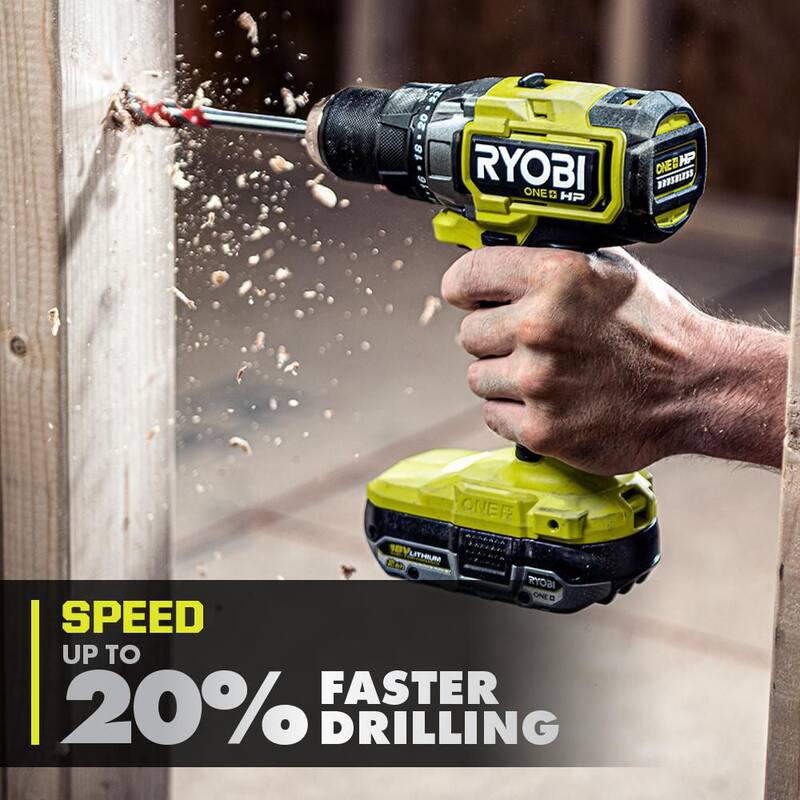 RYOBI ONE+ HP 18V Kit de Combo Inalámbrico Brushless de 2 Herramientas con Baterías, Cargador, Bolsa, Estante Organizador de Herramientas LINK y Rieles de Pared - PBLCK01K-STM401-STM504