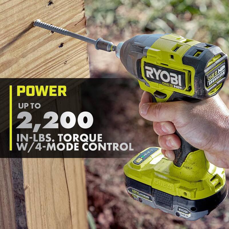 RYOBI ONE+ HP 18V Kit de Combo Inalámbrico Brushless de 2 Herramientas con Baterías, Cargador, Bolsa, Estante Organizador de Herramientas LINK y Rieles de Pared - PBLCK01K-STM401-STM504