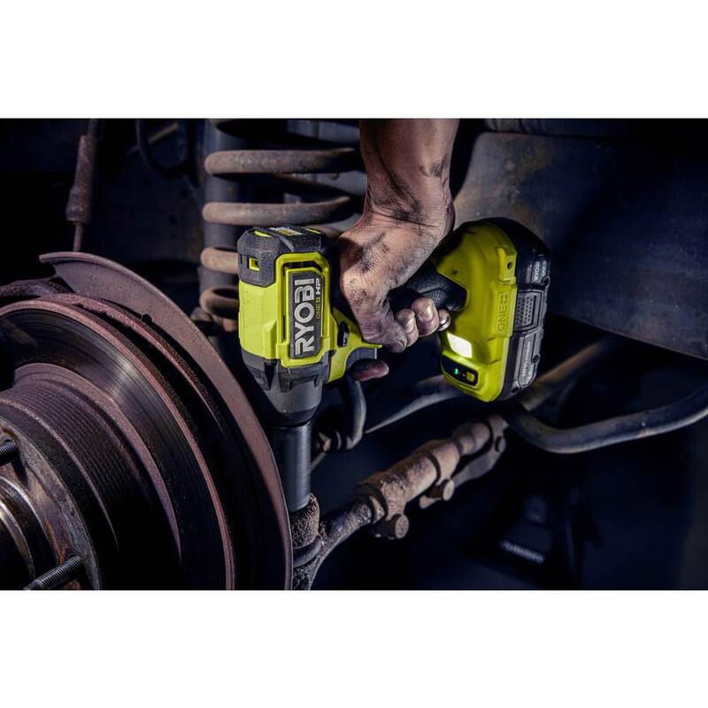 RYOBI ONE+ HP 18V Taladro angular recto inalámbrico compacto sin escobillas de 3/8 in, Llave de impacto de 3/8 in y Herramienta de corte (Solo herramientas) - PSBRA02B-PSBIW01B-PSBCS02B