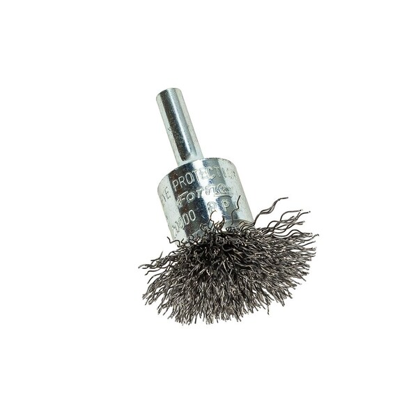 Forney Command PRO End Brush, Circular Flare, 1-1/2 in x .014 in x 1/4 in Shank - 60003