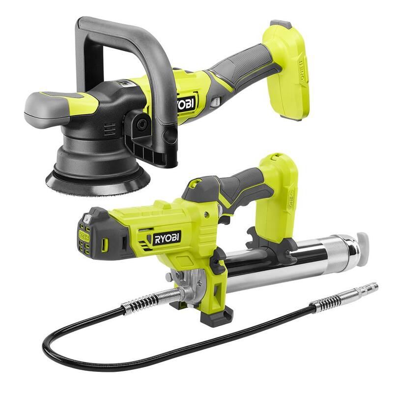 Pulidora de acción dual de velocidad variable de 5 pulgadas de 18V ONE+ RYOBI con engrasadora de 18V ONE+ (solo herramientas) - PBF100B-P3410
