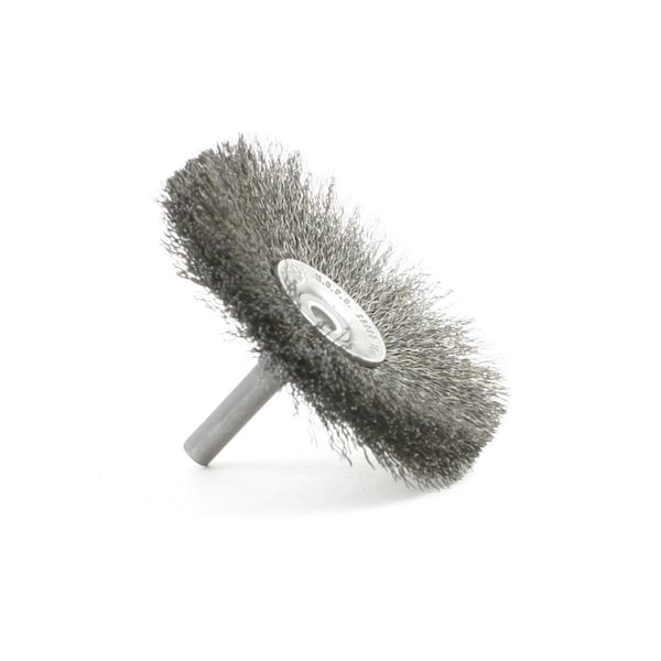 Brush Research Manufacturing BMF1408 Mandrel Mounted Flare Brush. 1.5" Diameter, .008CS, .250" Trim, .250" Shank Diameter - BMF1408